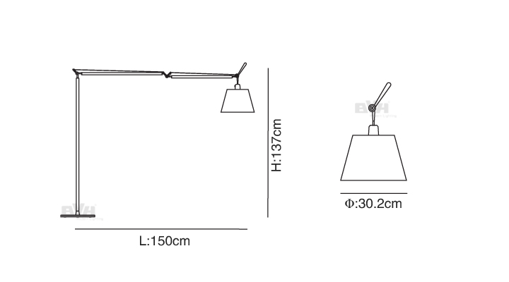 BVH博威灯饰 tolomeo mega terra 三节式布罩小号落地灯